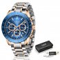 Gold blue_2021 Pilot Mens Watches Fashion Waterproof Quartz Gold Watch Men Top Brand Luxury Stainle