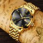 Black blue S_Gold Men Watch Waterproof Stainless Steel with date week Quartz Watches Men's Luxury Bu