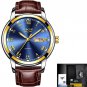 Gold blue L_Gold Men Watch Waterproof Stainless Steel with date week Quartz Watches Men's Luxury Bus