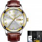 Gold white L_Gold Men Watch Waterproof Stainless Steel with date week Quartz Watches Men's Luxury Bu