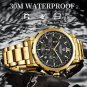 All black_2023 Wrist Watch Men Waterproof Chronograph Military Army Stainless Steel Male Clock Top