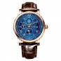 Gold blue_2022 TEVISE Top Brand Luxury Leather Watch For Men Business Waterproof Mens Mechanical Wat