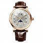 Gold white_2022 TEVISE Top Brand Luxury Leather Watch For Men Business Waterproof Mens Mechanical Wa