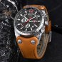 Black red_Arrival Men Watches Brand Luxury Leather Waterproof Sport Quartz Chronograph Military Watc