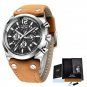 Black silver_Arrival Men Watches Brand Luxury Leather Waterproof Sport Quartz Chronograph Military W