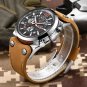 Black silver_Arrival Men Watches Brand Luxury Leather Waterproof Sport Quartz Chronograph Military W
