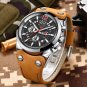 Black silver_Arrival Men Watches Brand Luxury Leather Waterproof Sport Quartz Chronograph Military W
