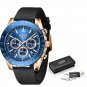Gold_Men Watches Fashion Blue Stainless Steel Waterproof Sports Watch Men Luxury Luminous Date 24 Ho
