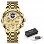 All yellow_2022 Sport Men Watch Top Brand Luxury Gold Stainless Steel Quartz Wrsit Watch Men Fashi