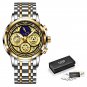 gold black_2022 Sport Men Watch Top Brand Luxury Gold Stainless Steel Quartz Wrsit Watch Men Fashi