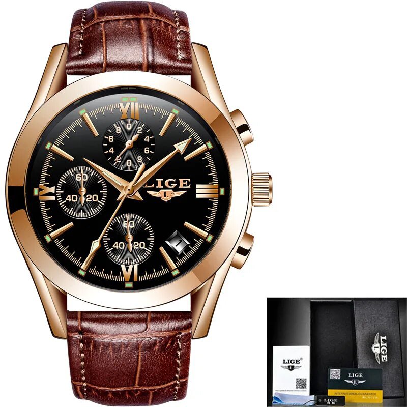 gold black leather_Men Top Luxury Brand Military Sport Watch Men's Quartz Clock Male Full Steel Casu