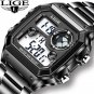 Steel black_2021 Luxury Brand Men Watch Military Digital Sport Wristwatch Mens Steel Strap Waterpro