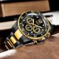 black gold_Fashion Black Gold Clock Top Brand Luxury Stainless Steel Waterproof Quartz Watches Men S