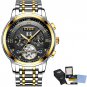 gold black_Mens Watches Top Brand Luxury Automatic Mechanical Watch Men Full Steel Business Waterpro