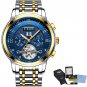 gold blue_Mens Watches Top Brand Luxury Automatic Mechanical Watch Men Full Steel Business Waterproo