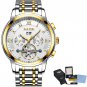 gold white_Mens Watches Top Brand Luxury Automatic Mechanical Watch Men Full Steel Business Waterpro