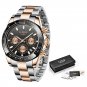 Rose gold black_Military Mens Watches Top Brand Luxury Gold Watch For Men Stainless Steel Waterproof