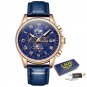 Rose gold blue_2022 Men's Watches Top Brand Luxury Men Wrist Watch Leather Quartz Watch Sports Wate