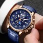 Rose gold blue_2022 Men's Watches Top Brand Luxury Men Wrist Watch Leather Quartz Watch Sports Wate