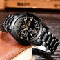 silver black steel_Mens Watches Top Brand Luxury Fashion Business Quartz Watch Men Sports Full Steel