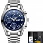 silver blue steel_Mens Watches Top Brand Luxury Fashion Business Quartz Watch Men Sports Full Steel