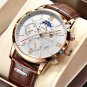 All black_2022 Watches Mens Top Brand Luxury Clock Casual Leathe 24Hour Moon Phase Men Watch Sports