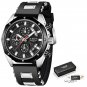 Silver black_Fashion Mens Watches Top Brand Luxury Silicone Sport Watch Men Quartz Date Clock Waterp