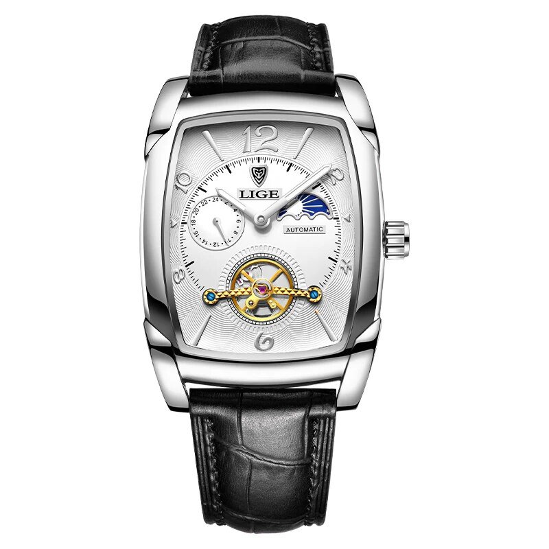 silver white_2023   Men Watch Automatic Mechanical Watch for Men Business Sport Wristwatch Luminous 