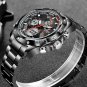 All black_Luxury Brand Fox Digital Sport Watch For Men Steel Band Waterproof Chronograph Alarm Clock