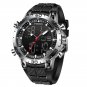 Silver black_Luxury Brand Fox Digital Sport Watch For Men Steel Band Waterproof Chronograph Alarm Cl
