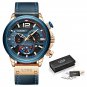 Gold blue_2023 Blue Leather Mens Watches Top Brand Luxury Quartz Watch For Men Fashion Clock Male