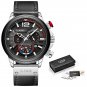 Silver black_2023 Blue Leather Mens Watches Top Brand Luxury Quartz Watch For Men Fashion Clock Ma