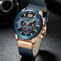 Silver black_2023 Blue Leather Mens Watches Top Brand Luxury Quartz Watch For Men Fashion Clock Ma