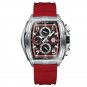 Silver red_Sports Men's Watch Luxury Fashion Watches For Men Unique Square Watch Chronograph Quartz