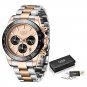 Rose gold brown_2022 Mens Watches Top Brand Luxury Business Watch For Men Stainless Steel Waterproo
