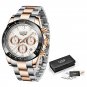 Rose gold white_2022 Mens Watches Top Brand Luxury Business Watch For Men Stainless Steel Waterproo