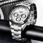 Silver black_2022 Mens Watches Top Brand Luxury Business Watch For Men Stainless Steel Waterproof Q