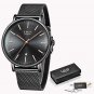 Black gold_Womens Watches Top Brand Luxury Waterproof Watch Fashion Ladies Stainless Steel Ultra-Thi