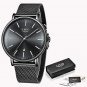 Full black_Womens Watches Top Brand Luxury Waterproof Watch Fashion Ladies Stainless Steel Ultra-Thi