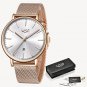 Rose gold white_Womens Watches Top Brand Luxury Waterproof Watch Fashion Ladies Stainless Steel Ultr