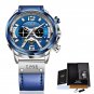 Silver blue_2021 Watches Mens Top Brand Luxury Sports Watch Men Fashion Automatic Calendar Leather