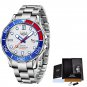 Silver red_2021 Top Brand Luxury Watch For Men Stainless Steel Waterproof Clock Sport Watches Mens