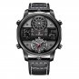Black_FOX Business Watch For Men Luxury Quartz Wristwatch Mens Sport Waterproof Electronic Clock Dua
