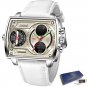 White_Watches For Men Luxury Brand Sport Quartz Wristwatch Waterproof Military Digital Clock Leather