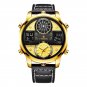 Gold_2022 FOX Casual Leather Mens Watches Top Brand Luxury Digital Electronic Watch For Men Military