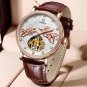 Coffee_FOX Brand 3D Bullfighting Classic Mens Retro Watches Automatic Mechanical Watch Genuine Leath