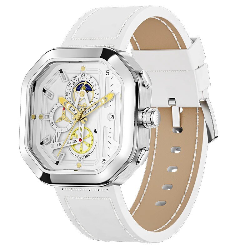 Silver white_2022 Business Leather Watch For Men Top Brand Luxury Mens Watches Waterproof Quartz Wrs