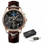 gold black_2021   Men Watches Fashion Casual Leather Sport Wrist Watch Men Top Brand Luxury Waterpro