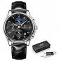 silver black_2021   Men Watches Fashion Casual Leather Sport Wrist Watch Men Top Brand Luxury Waterp