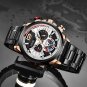 Gold black_Chronograph Men Watch For Men Sport Casual Stainless Steel Luminous Wrist Watches for Mal